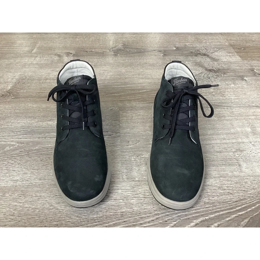 Florsheim Men's Heist Plain Toe Chukka Boot, Black Nubuck Leather Size 9.5 M